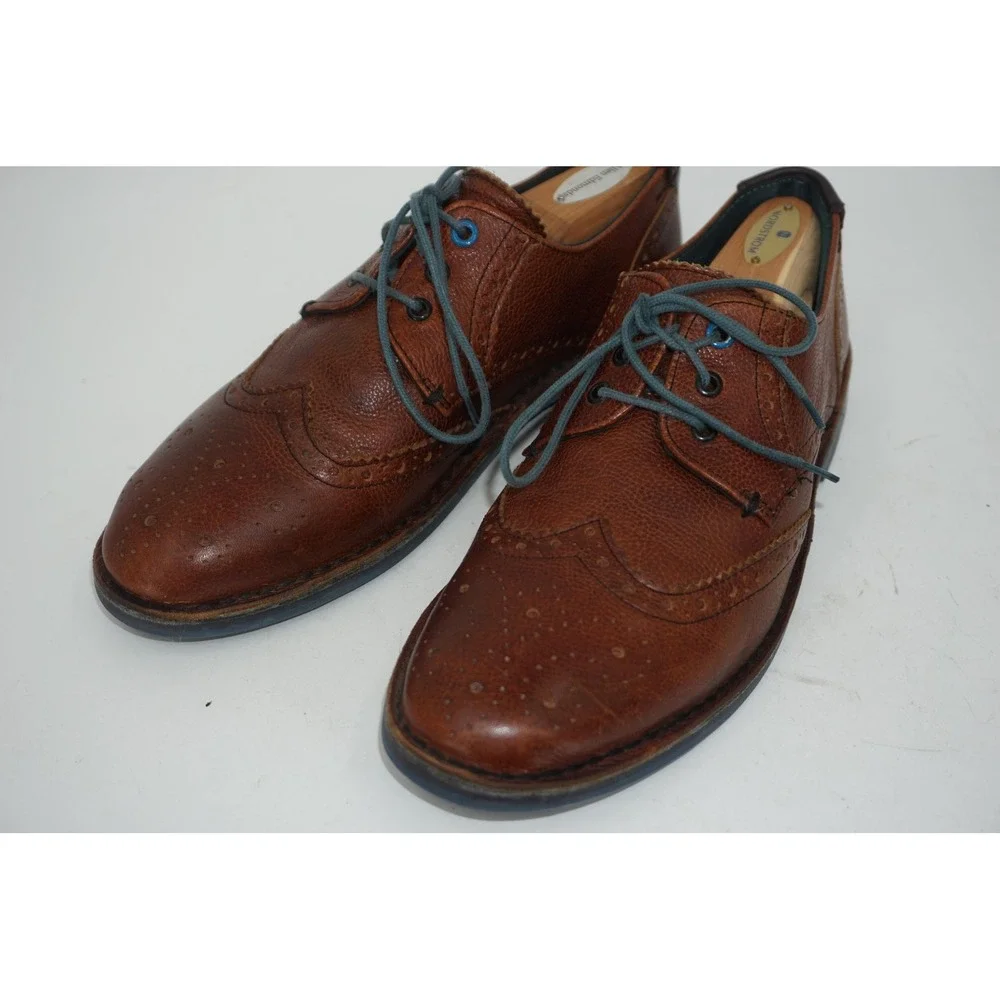 Ted Baker Jamtro 4 Shoes Brown Leather Wingtip Brogue Derby Dress Men's Size 9